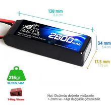 Leopard Power 2600 mAh 11.1V 3S 25C Lityum Polimer Lipo Batarya