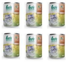 Leo's 6x400 gr Somon Parça Etli Soslu Kedi Konservesi