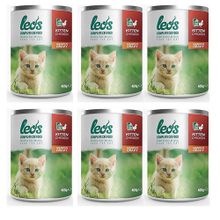 Leo's 6x400 gr Tavuk Parça Etli Soslu Yavru Kedi Konservesi