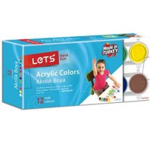 Lets 12 Renk Şişede 12x25 ml Akrilik Boya