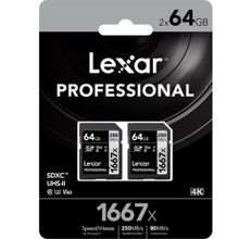 Lexar 64 GB 1667X U3 V60 4K SD 2 li Hafıza Kartı