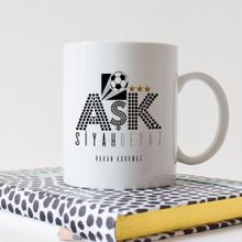 Leydi Collection Aşk Siyah Beyaz Tasarımlı Beyaz Kupa