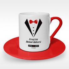 Leydi Collection Damat Kahvesi Tasarımlı Kırmızı 5 Türk Kahvesi Fincanı