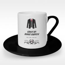 Leydi Collection Damat Kahvesi Tasarımlı Siyah 7 Türk Kahvesi Fincanı