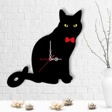 Leydi Collection Dekoratif Kedi Tasarımlı 2 Ahşap Duvar Saati