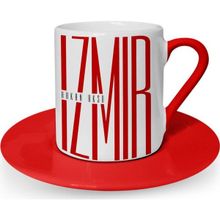 Leydi Collection İzmir Tasarımlı Kırmızı 1 Türk Kahvesi Fincanı