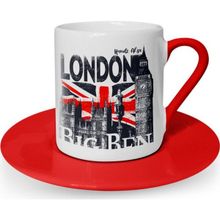 Leydi Collection London Tasarımlı Kırmızı 3 Türk Kahvesi Fincanı