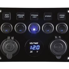 Lhr 5 Anahtarlı Voltmetre ve USB Şarjlı Switch Panel