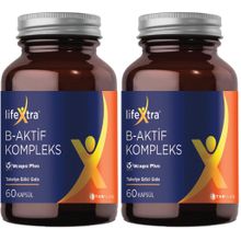 LifeXtra B-Aktif Kompleks 60 Bitkisel Kapsül Metilkobalamin Metilfolat P5P R5P İnositol Biotin (2 paketi)