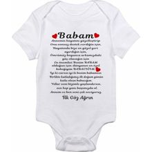 Limon Body 6 9 Ay Beyaz Babaya Doğum Günün Hediyesi Sade Tasarım Bebek Zıbın