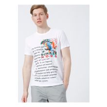 Limon Vaz Bisiklet Yaka Standart Kalıp Baskılı Beyaz Erkek T-Shirt
