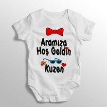 Limon Yenidoğan Beyaz Aramıza Hoş Geldin Kuzen Yazılı Baskılı Bebek Zıbını
