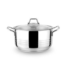 Lines 28 cm Oscar Metal Kulp Cam Kapak Derin Çelik Tencere