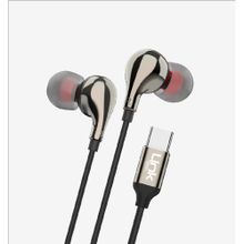 Linktech E84 Type-C HD Ses Siyah Metal Kulak İçi Kablolu Kulaklık