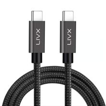 LivX Solid 100W 5A Type C to Type C PD 2.0 5 Gbps 50 cm Halat Örgülü Space Gray Hızlı Şarj ve Data Kablosu