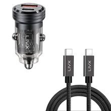 LivX Transparent 45W PD/QC Mini Araç şarj Cihazı ve 1 metre Hızlı Şarj Ve Data Kablosu L35-TCT-01
