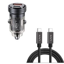 LivX Transparent 45W PD/QC Mini Araç Şarj Cihazı ve 50 cm iPhone Hızlı Şarj Kablosu