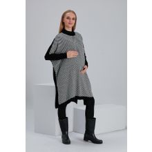 LİYACA Regular Fit Hamile Tunik Panço Kareli Akrilik örgü