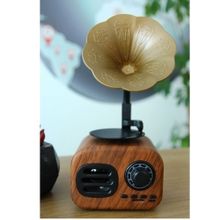 Loggia B5 Nostaljik Mini Retro Dizayn Gramafon USB Aux Bluetooth Radyo Kahverengi Radyo