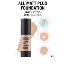 Lollis All Mat Plus Foundation 02 / All Mat Plus Fondöten Renk No:02 Açık Orta Ton