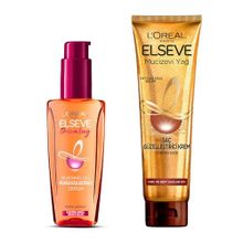 L'Oréal Paris Elseve Mucizevi Yağ Saç Güzelleştirici Krem 150 ml Kuru ve Sert Saçlar Elseve Dream Long Mükemmel Düz Pürüzsüzleştirici Serum Saç Bakım Seti