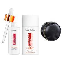 L'Oréal Paris Revitalift Clinical 12 Saf C Vitamini Aydınlatıcı Serum Revitalift Clinical SPF 50+ Günlük Yüksek Uv Korumalı Yüz Güneş Kremi 50 ml Çanta Cilt Bakım Seti