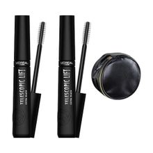 L'Oréal Paris Telescopic Lift Extra Black 2'li Maskara Makyaj Çantası Makyaj Seti