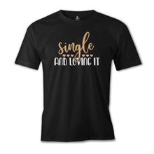 Lord T-Shirt ES-1544 Single And Loving It Siyah Erkek T-Shirt