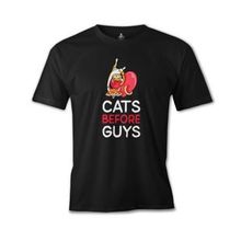 Lord T-Shirt ES-1545 Cats Before Guys Siyah Erkek T-Shirt