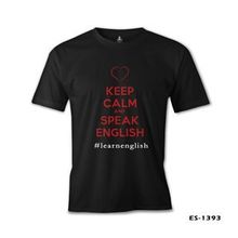 Lord T-Shirt Keep Calm and Speak English Siyah Erkek T-shirt
