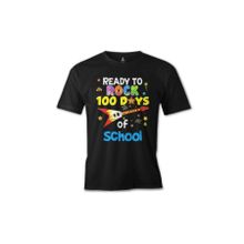 Lord T-Shirt ÖS-476 Erkek T-Shirt100 Days Of School Ready To Rock Siyah