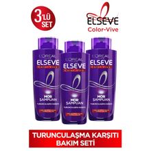 Loreal Paris Elseve Turunculaşma Karşıtı 3x200 ml Mor Şampuan + Color Queen Göz Farı