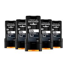 L'Oreal Paris Men Expert Total Clean 5'i 1 Arada Kömürlü 5x300 ml Duş Jeli