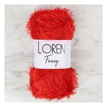 Loren 34053 RF025 Furry Kırmızı El Örgü İpi