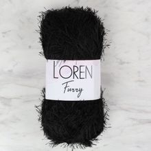 Loren 34066 RF1001 Furry Siyah El Örgü İpi