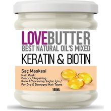 Love Butter 190 ml Kuru ve Yıpranmış Saçlar İçin Keratin-Biotin Onarıcı Saç Maskesi