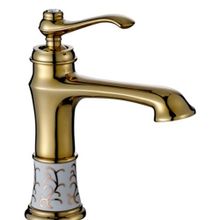 LPD Seramik Desenli Altın Banyo Lavabo Bataryası