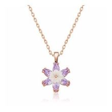 Lucky Gümüş Rose Lila Lotus Çiçeği Kolye