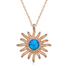 Lucky Gümüş Rose Mavi Opal Taşlı Güneş Kadın Kolye