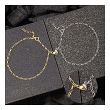 Lucky Life 925 Ayar Gümüş Rodyum Gold Çift Kalpli Aşk Bileklik