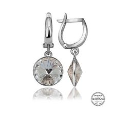 Lucky Swarovski Crystal Taşlı Gümüş Beyaz Damla Sallantılı Kadın Küpe