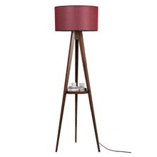 Lumexx Sehbalı Tripod Ceviz Silindir Hasır Bordo Abajurlu Lambader
