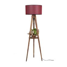 Lumexx Sehbalı Tripod Yanık Silindir Hasır Bordo Abajurlu Lambader
