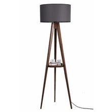Lumexx Silindir Koyu Gri Abajurlu Ceviz Sehpalı Tripod Lambader