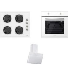 Luno F6502W01 - LCO5335W01 - 3420.6.W01 Beyaz Cam Ankastre Set