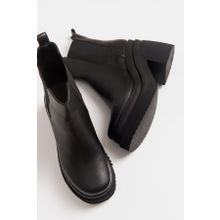 LuviShoes Emma Siyah Cilt Kadın Bot