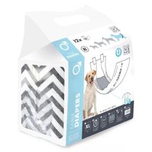 M-Pets Diapers 54-66 cm XL 12'li Erkek Köpekler İçin Külot Bez