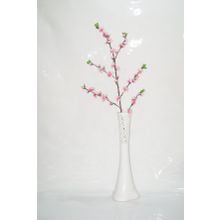 M3Decorium Beyaz İşlemeli Pembe Bahar Dalı 60cm Vazo