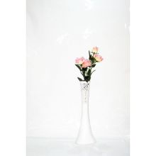 M3Decorium Desenli Beyaz Pembe Gül 60cm Vazo