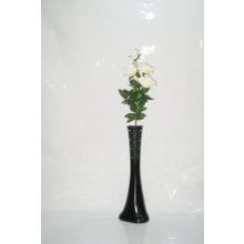 M3Decorium Desenli Siyah Beyaz Gül 60cm Vazo